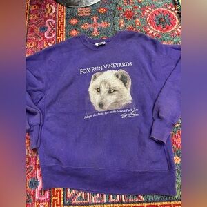 🔥 Vintage 90’s Purple Fox Run Vineyards Crewneck Sweatshirt XL 🔥